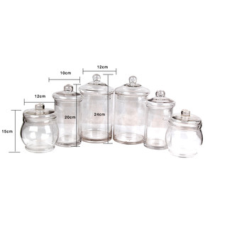 6 PCS Candy Lolly Buffet Glass Assort Size Jars Bowls Wedding Part
