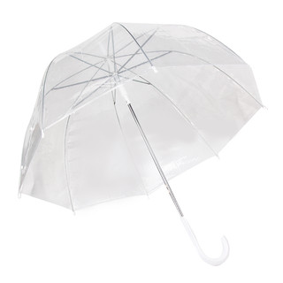 12 x Dome Clear Transparent Wedding Umbrella -White Handle Birdcage