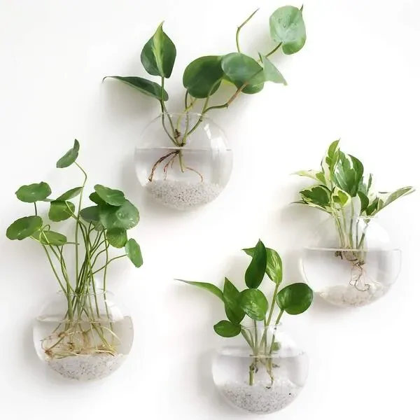 Wall Hanging Planter Glass Hydroponic Vase Plant Pot Terrarium Ball 15cm