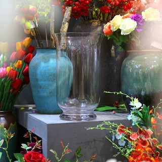 Clear Glass Hurricane Candle Holder - 40cm