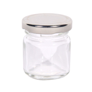 60 x Mini 50ML Silver Lid Candy Jam Glass Jars Honey Preserving Wedding Favours