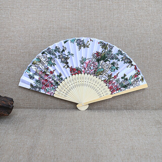  24 x Chinese Silk Flower Folding Fan Mixed Design 
