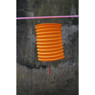 12 x Orange Corrugated Paper Chinese Hanging Lantern 16cm Cylinder