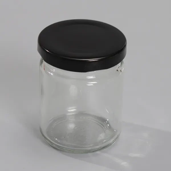 56 x 100ML Black Lid Round Candy Jam Glass Jars Honey Preserving Wedding Favours