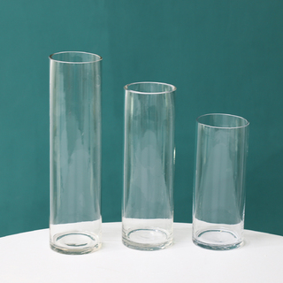 Set of 3 Clear Glass Cylinder Candle Holder