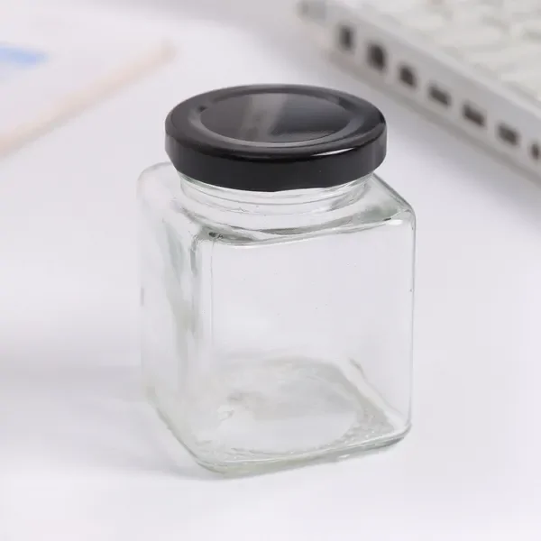 80 x Small 150 ML Wedding Favours Candy Jam Square Glass Honey Jars Preserving