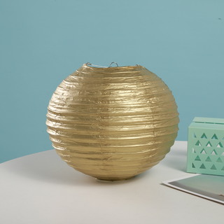 12 x Gold Round Paper Lantern - 8"