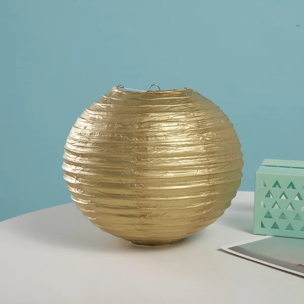 12 x Gold Round Paper Lantern - 8"