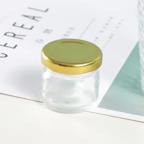 56 x Mini 30ML Gold Lid Candy Jam Glass Jars Honey Preserving Wedding Favours