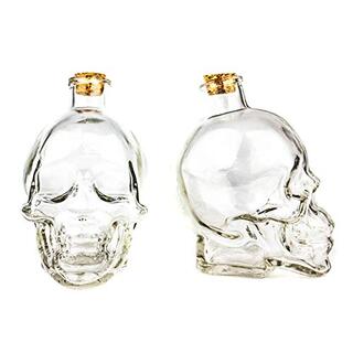 30 x Skull Head Glass Bottle Jar Cork 380ml 