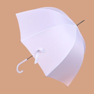 12 x Dome White Wedding Umbrella - White Handle Birdcage