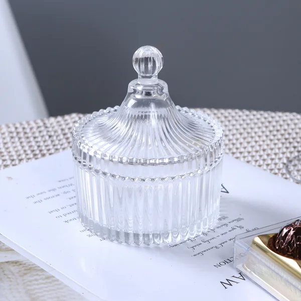 48 x Ribbed Carousel Clear Glass Storage Jars