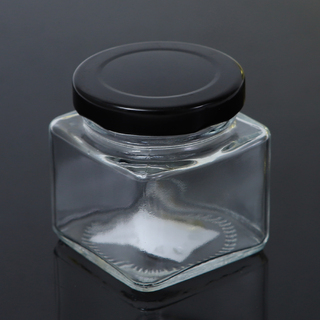 54 x 80ML Black Lid Wedding Favours Candy Jam Square Glass Jars