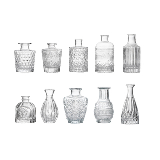 Set of 10 Glass Bottle Vases