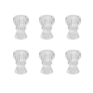 6 x Clear Glass 2 in 1 Lantern Shaped Candle Holder