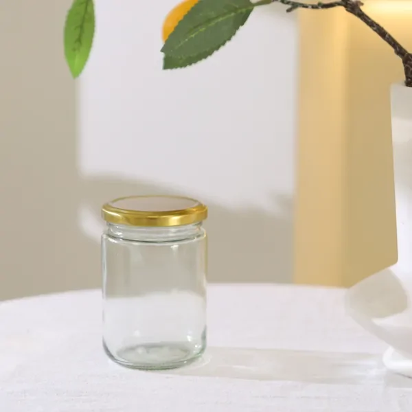 35 x 370ML Gold Lid Round Candy Jam Glass Jars Honey Preserving Wedding Favours