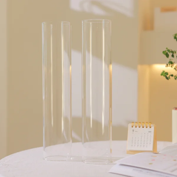 6 x Clear Glass Candle Sleeves 6.5cmDx30cmH