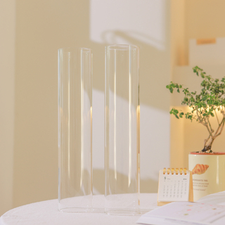 6 x Clear Glass Candle Sleeves 8.5cmDx40cmH