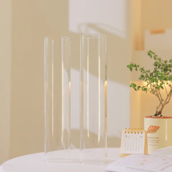 6 x Clear Glass Candle Sleeves 8.5cmDx40cmH