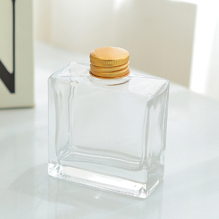 20 x Clear Rectangular Glass Bottles with Gold Caps 100ml