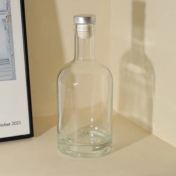 30 x Clear Liquor Bottles with Chrome T-Top Cap 375ml