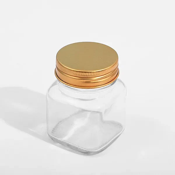 40 x Glass  Square Jars with Gold Aluminium Caps 100ml