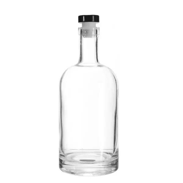 24 x Clear Liquor Bottles with Black T-Top Cap 500ml