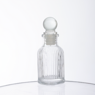 30 x Ribbed Glass Favour Bottle with Glass Ball Cap 50ml