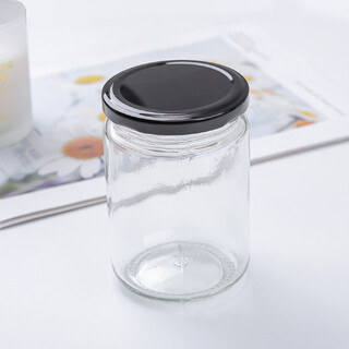 35 x 370ML Black Lid Round Candy Jam Glass Jars Honey Preserving Wedding Favours