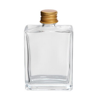 40 x Clear Rectangular Glass Bottles with Gold Caps 50ml