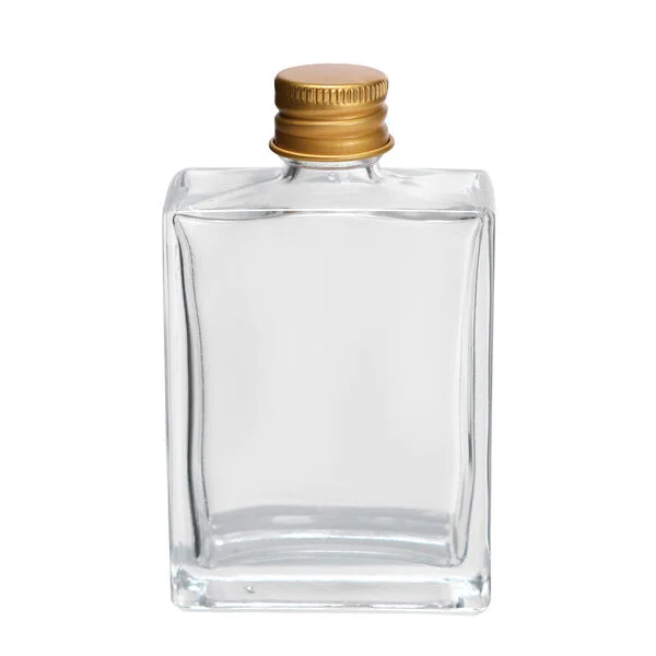 40 x Clear Rectangular Glass Bottles with Gold Caps 50ml