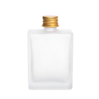 40 x Frosted Rectangular Glass Bottles with Gold Caps 50ml