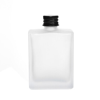 40 x Frosted Rectangular Glass Bottles with Black Caps 50ml