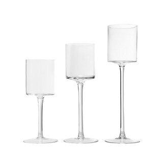 Luxury Set of 3  Clear Glass Hurricane Candle Holder Large