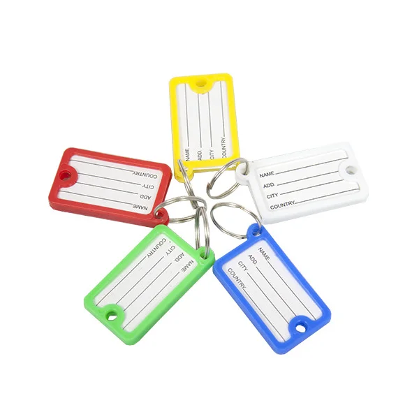 60 x Coloured Key Holders Plastic With ID Label Tag