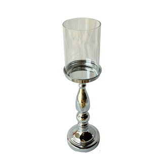 Tealight Votive Taper Candle holder Clear Glass Silver Base Stand 