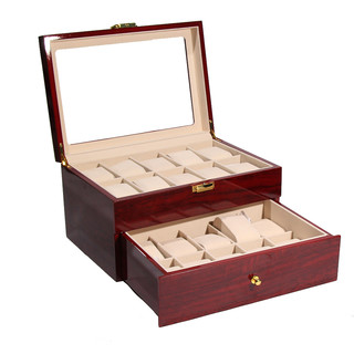 New 20 Compartments Wooden Watch  Jewellery Box Wristwatch Display Storage Case 