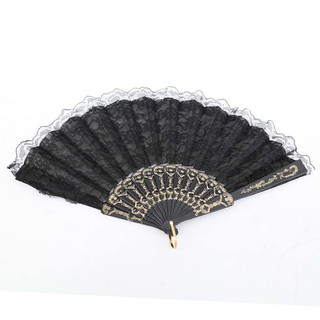 24 x Black Spanish Lace Silk Folding Hand Fan