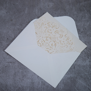 10 x White Laser Cut Wedding Invitation Pocket Card Envelope 