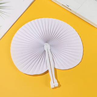 24 x White Round Handheld Folding Paper Fan DIY
