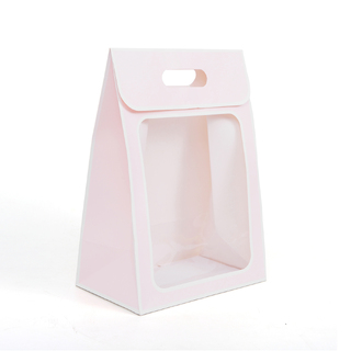 12 x Large Pink Gift Bag with Clear Transparent Window and Handle