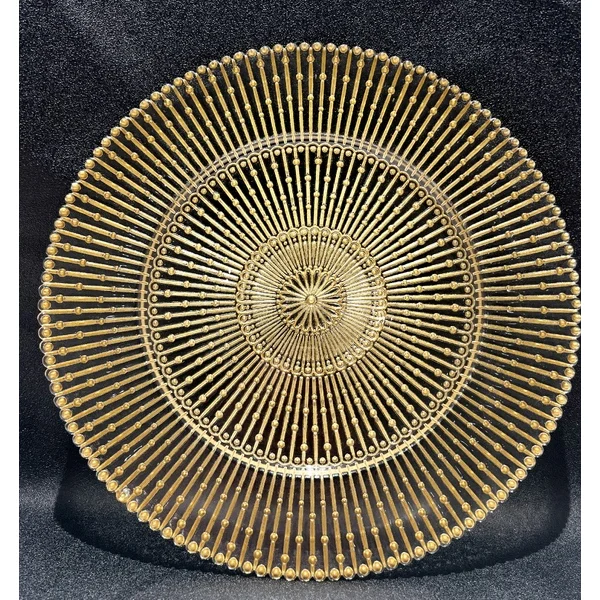 4 x Glass Charger Plate Sunlight Rays Gold