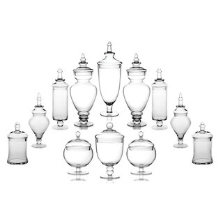 12pcs Transparo Luxury Large Clear Glass Apothecary Jars