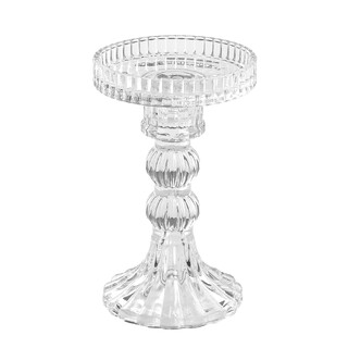 Clear Glass Classic Pillar Candle Holder Medium