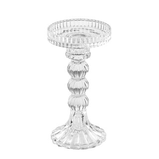 Clear Glass Classic Pillar Candle Holder Large