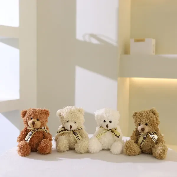 12 x Teddy Bear Soft Doll Toy 13.5cm White Light Brown Brown and Beige Assort