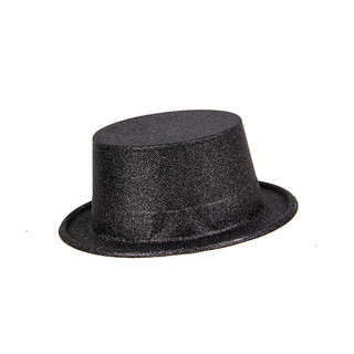Black Glitter Party Fun Fancy Top Hat 