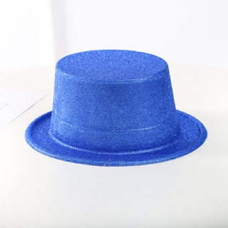 Blue Glitter Party Fun Fancy Top Hat 