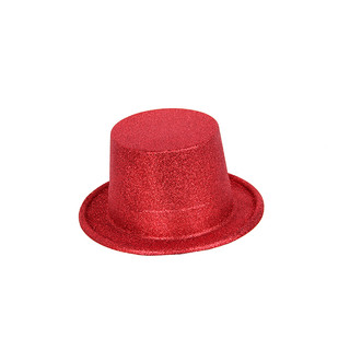 Red Glitter Party Fun Fancy Top Hat 
