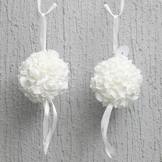 10 x White Foam Roses Flower Ball - 14cm